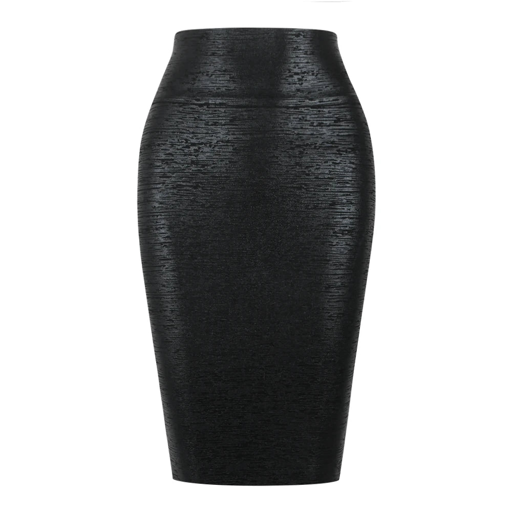 High-Waisted Black Bodycon Pencil Skirt | Stretchy Slim-Fit Midi Skirt for Women | Elegant Shaping Skirt