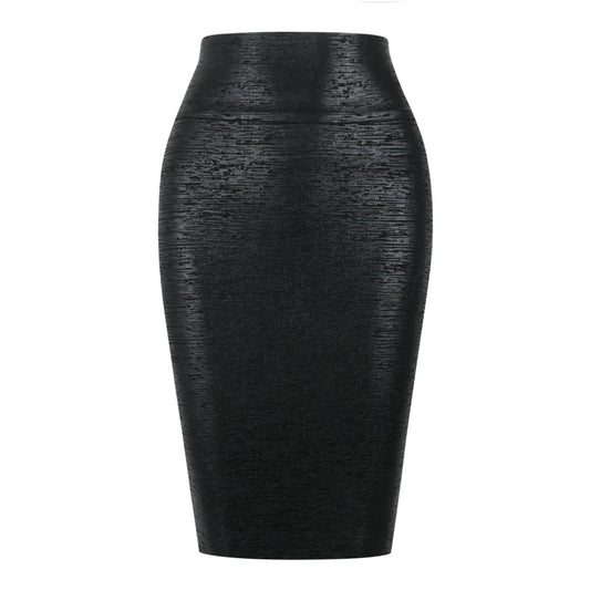 High-Waisted Black Bodycon Pencil Skirt | Stretchy Slim-Fit Midi Skirt for Women | Elegant Shaping Skirt