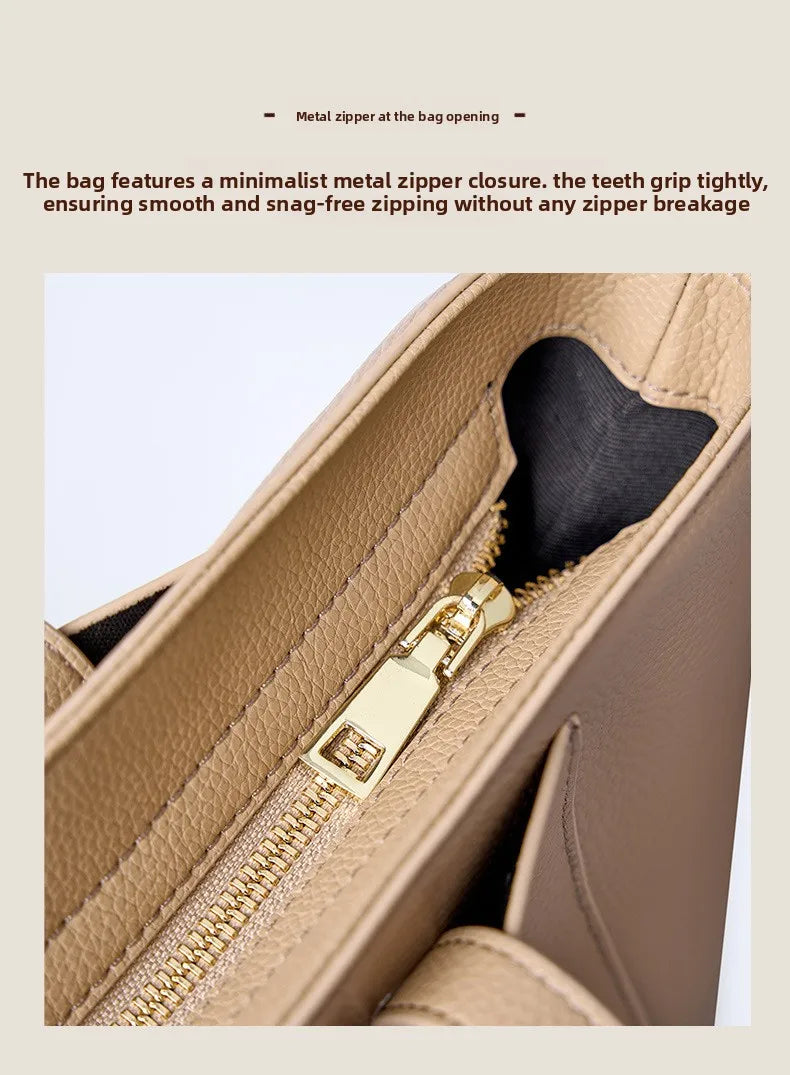 Luxury Genuine Leather Tote Bag for Women – Elegant Anti-Theft Work & Everyday Shoulder Handbag