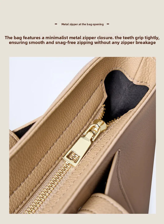 Luxury Genuine Leather Tote Bag for Women – Elegant Anti-Theft Work & Everyday Shoulder Handbag