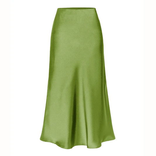 Luxury Satin Maxi Skirt for Women – High Waist Elegant Silk-Inspired A-Line Midi Skirt | Timeless Boutique Fashion