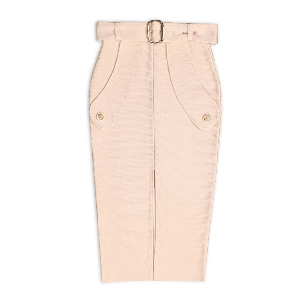 Lace up knotted Skirt/Solid Bodycon/High Waist Bandage Skirt Knee Length Midi Pencil Office Party Club Elegant Skirts Clothing