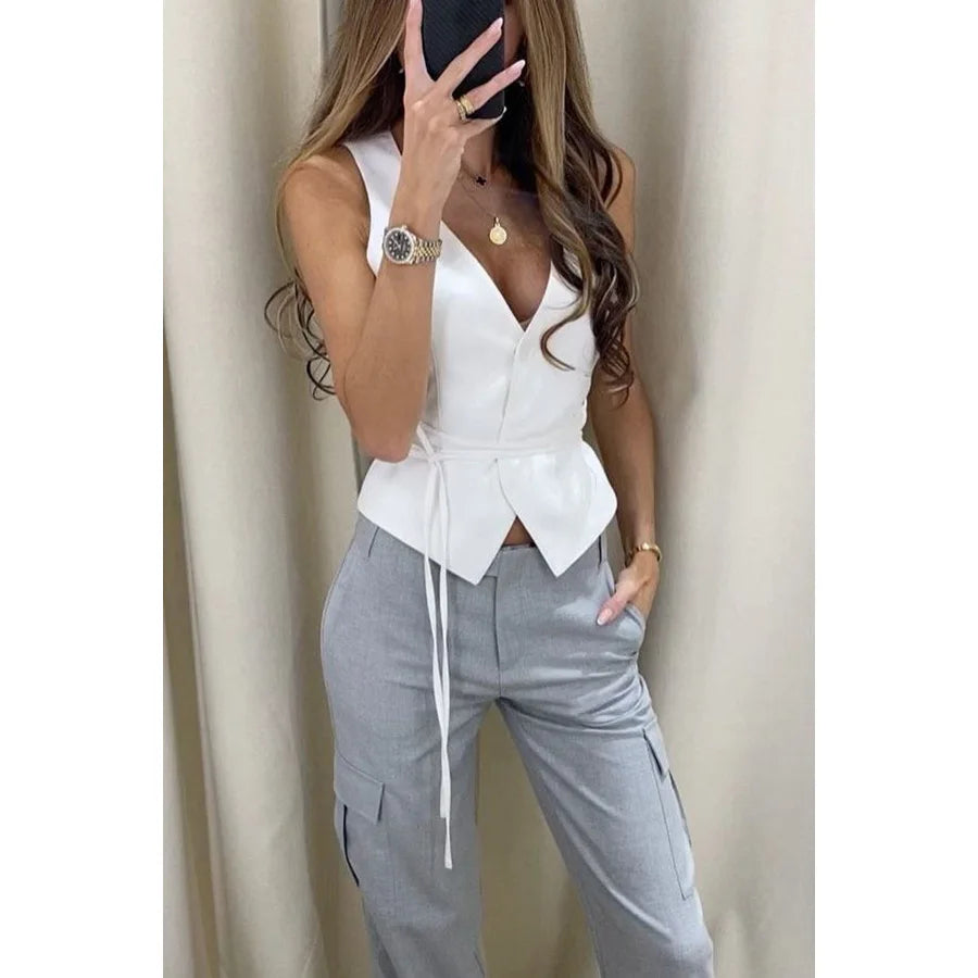 Fashioned V-neck Sleeveless Temperament Versatile/Women's Vest/