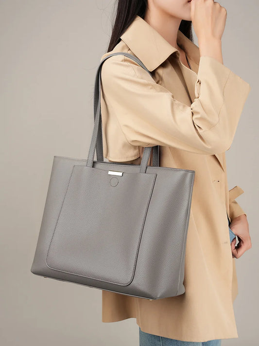 Luxury Genuine Leather Tote Bag for Women – Elegant Anti-Theft Work & Everyday Shoulder Handbag