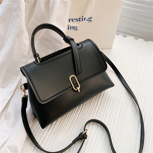 Fashion Small Square Shoulder Handbag/Solid Handmade Style/Customized Material Set With Button Click.