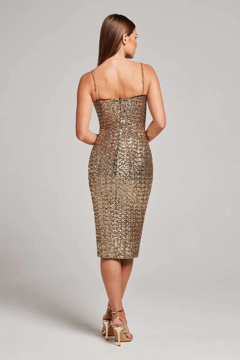 Modern Sequin Metallic Corset Dress/  Women’s Sexy Sequin Tube Top Dress – Sleeveless Slim-Fit Sheath Party Dress