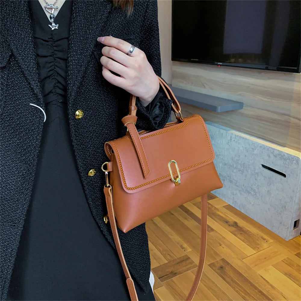 Fashion Small Square Shoulder Handbag/Solid Handmade Style/Customized Material Set With Button Click.