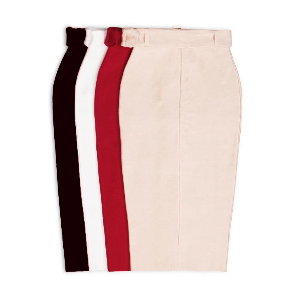 Lace up knotted Skirt/Solid Bodycon/High Waist Bandage Skirt Knee Length Midi Pencil Office Party Club Elegant Skirts Clothing