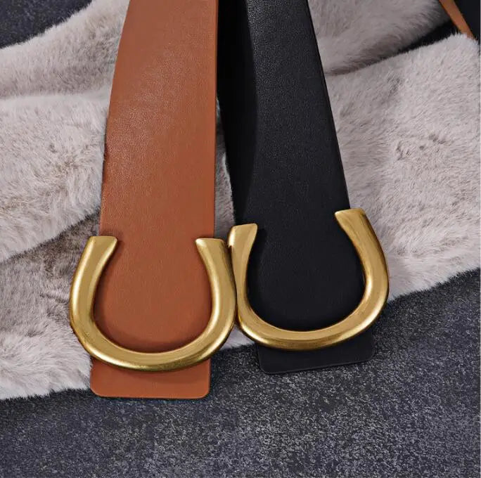 Big Buckle Vintage Belts For Women/New Black Waistband’s/Fashion Brown Wide PU Leather Waist Strap Coat.