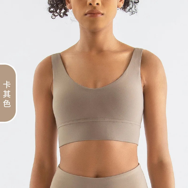 Customized Modest Ribbed Set/Quick Dry Sports Bra Set/Women Solid Pattern Yoga Fitness Vest/Shockproof Thread Short Sleeve