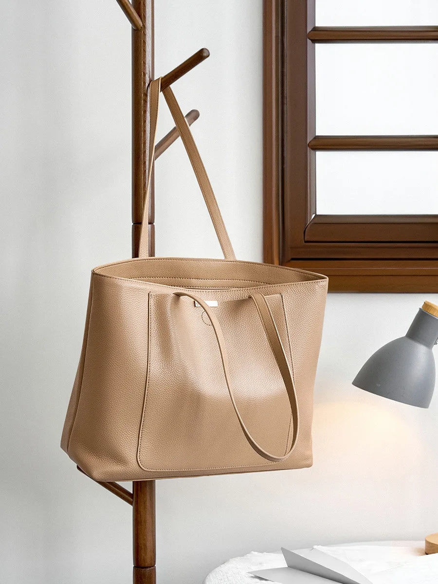 Luxury Genuine Leather Tote Bag for Women – Elegant Anti-Theft Work & Everyday Shoulder Handbag