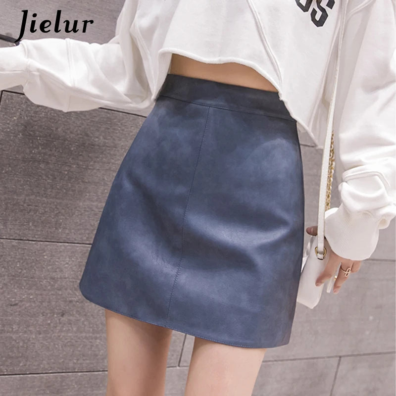 High-Waist Faux Leather & Suede A-Line Mini Skirt – Slim Fit Elegant Skirt for Women