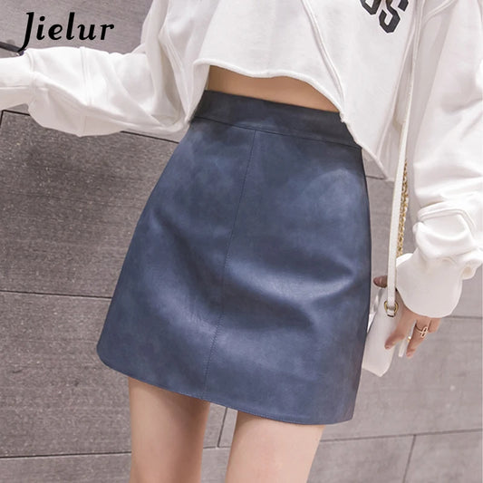 High-Waist Faux Leather & Suede A-Line Mini Skirt – Slim Fit Elegant Skirt for Women