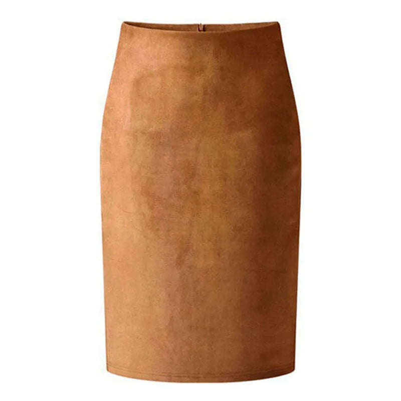 High-Waist Faux Suede Pencil Skirt for Women | Bodycon Midi Skirt | Multiple Colors | Modern Blend Boutique