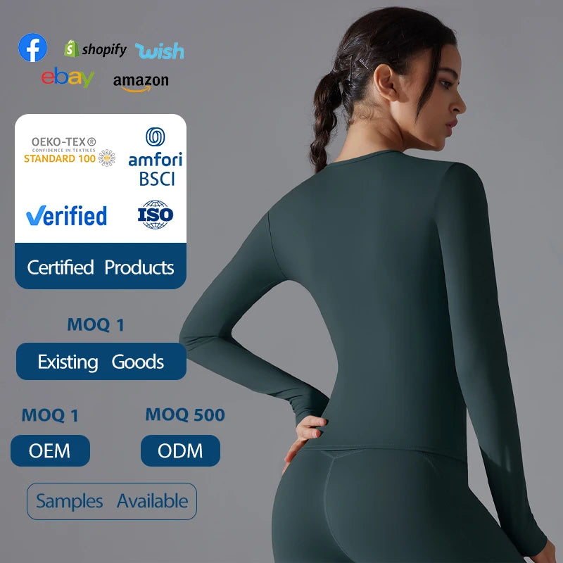 Women’s Long-Sleeve Fitted Top – Soft Stretch Seamless Everyday Shirt