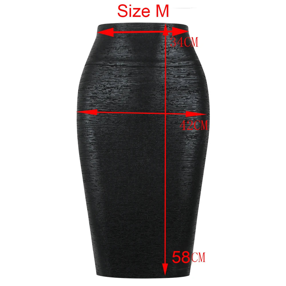 High-Waisted Black Bodycon Pencil Skirt | Stretchy Slim-Fit Midi Skirt for Women | Elegant Shaping Skirt