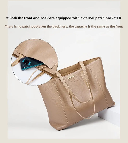 Luxury Genuine Leather Tote Bag for Women – Elegant Anti-Theft Work & Everyday Shoulder Handbag