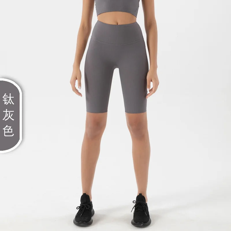 Customized Modest Ribbed Set/Quick Dry Sports Bra Set/Women Solid Pattern Yoga Fitness Vest/Shockproof Thread Short Sleeve