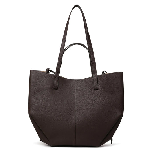 Luxury Genuine Leather Tote Bag – Minimalist Structured Shoulder Bag for Women | Elegant Everyday Handbag | Modern Blend Boutique