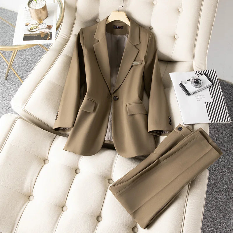 Modern V~Neck OEM Women's Suit/Sexy and Elegant/Slim Fitted Single Breasted Two-piece Set/Weaving Crocheted Style.