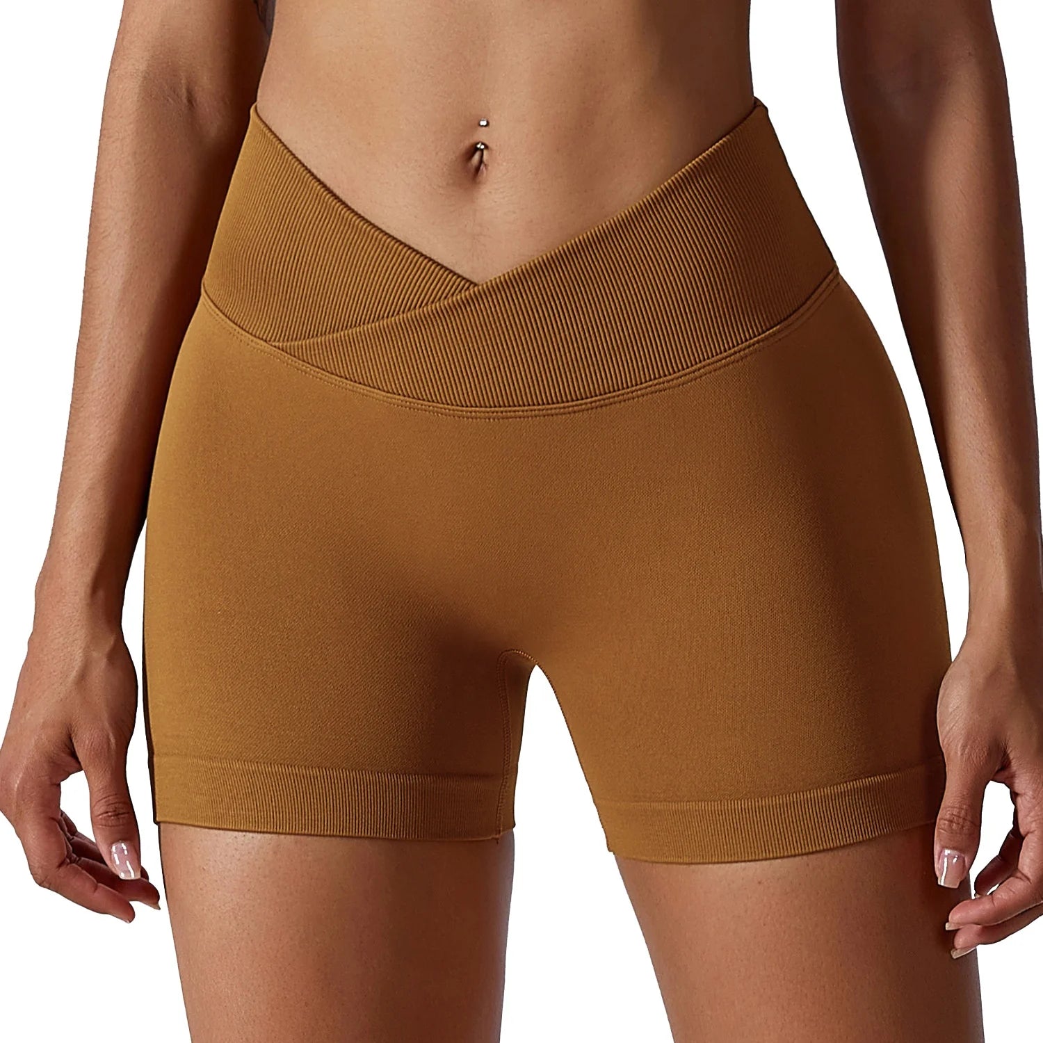Ribbed Seamless V~Cut Scrunch Back Short’s/Quick Dry Lightweight Fitness/ Spandex/Nylon Running Clothes Soft Fit.