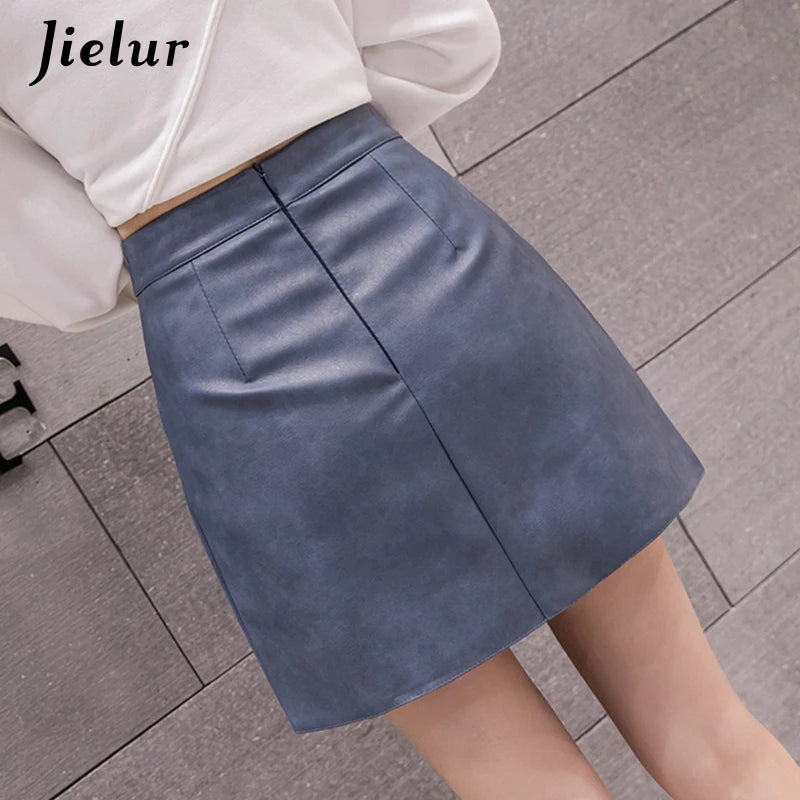 High-Waist Faux Leather & Suede A-Line Mini Skirt – Slim Fit Elegant Skirt for Women