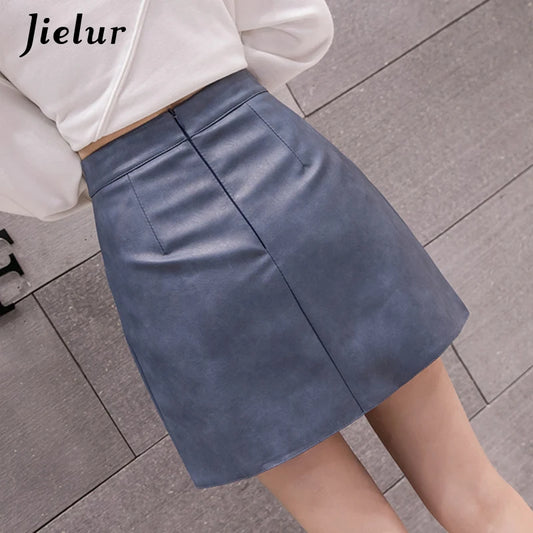 High-Waist Faux Leather & Suede A-Line Mini Skirt – Slim Fit Elegant Skirt for Women