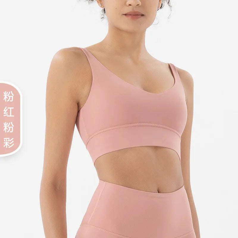 Customized Modest Ribbed Set/Quick Dry Sports Bra Set/Women Solid Pattern Yoga Fitness Vest/Shockproof Thread Short Sleeve