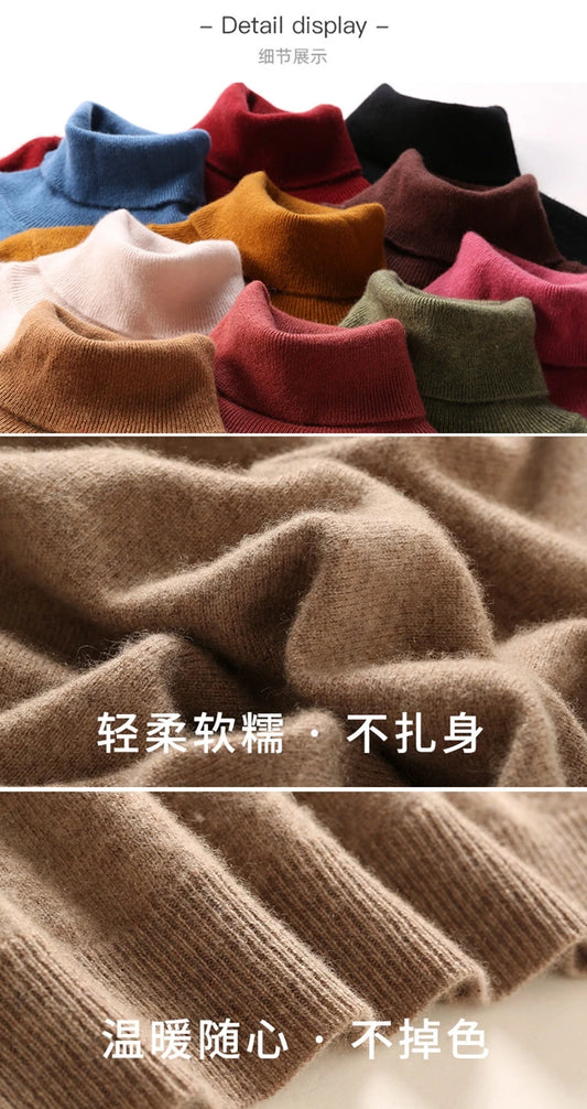 Luxury 100% Cashmere Turtleneck Sweater – Ultra Soft Classic Fit