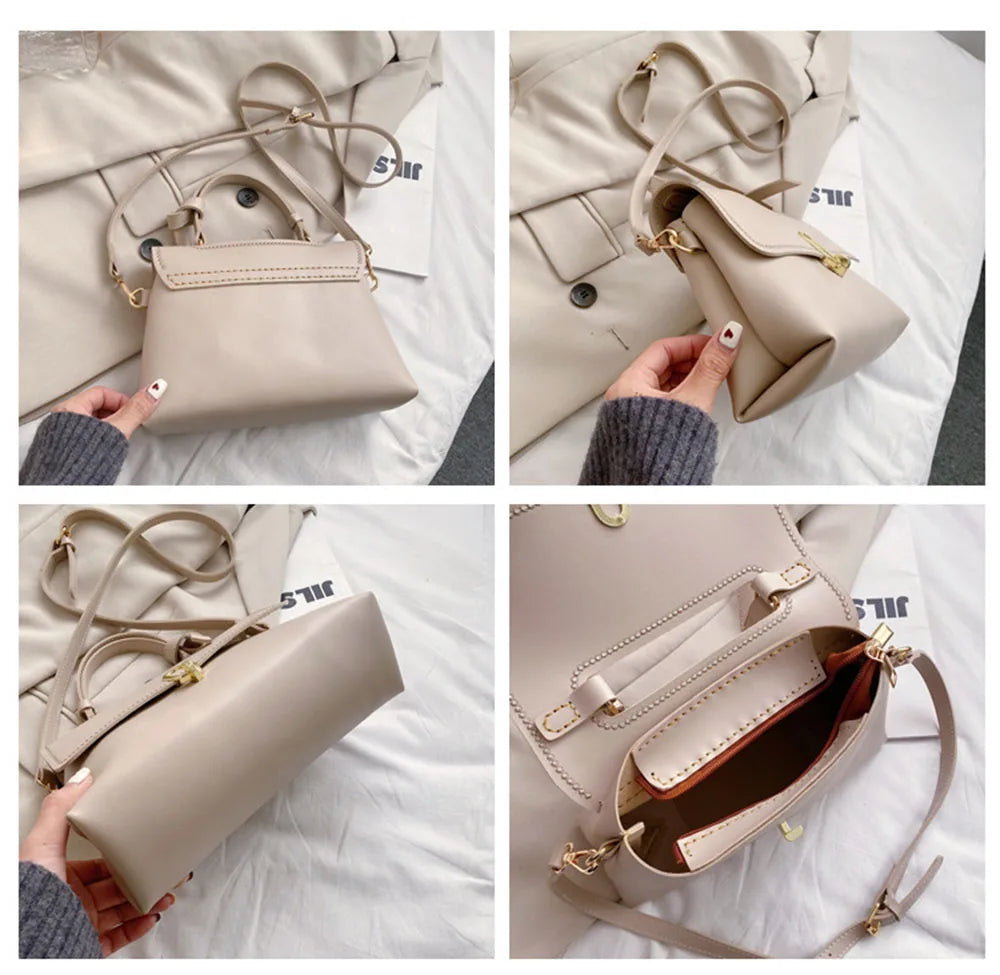 Fashion Small Square Shoulder Handbag/Solid Handmade Style/Customized Material Set With Button Click.