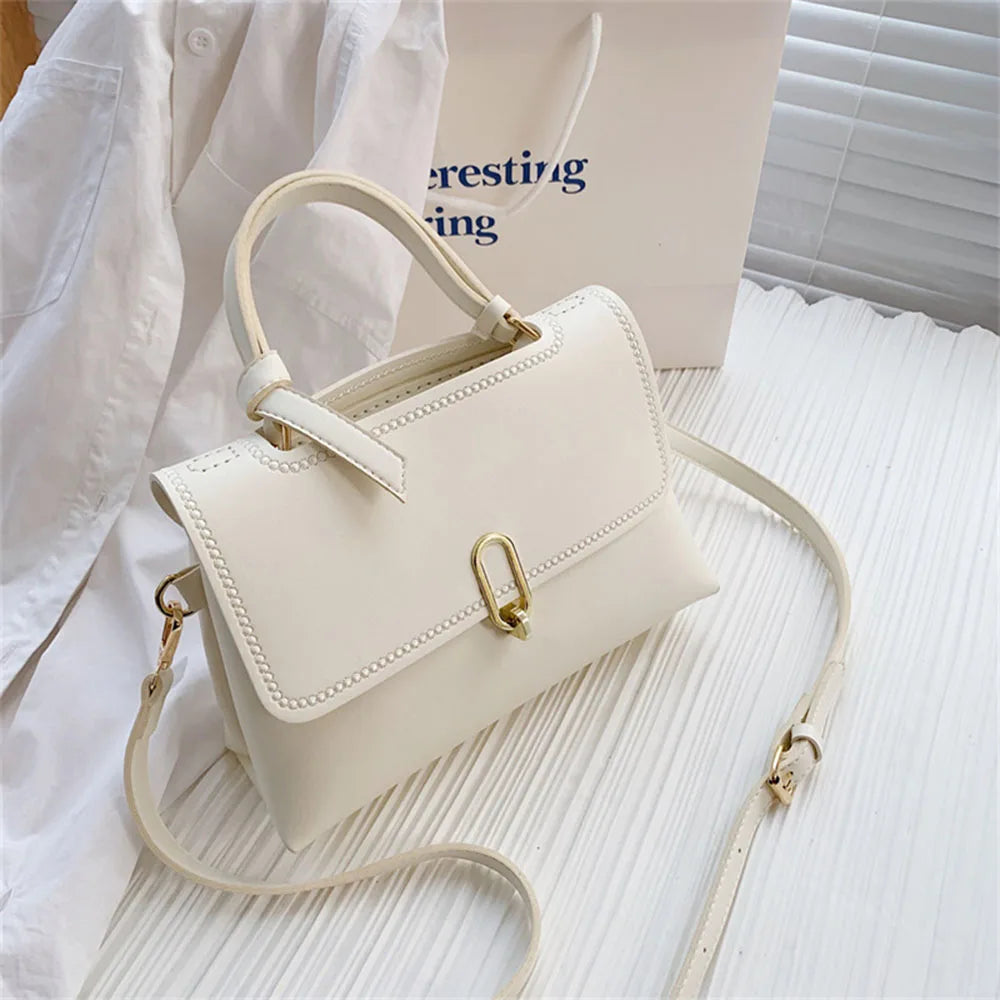 Fashion Small Square Shoulder Handbag/Solid Handmade Style/Customized Material Set With Button Click.