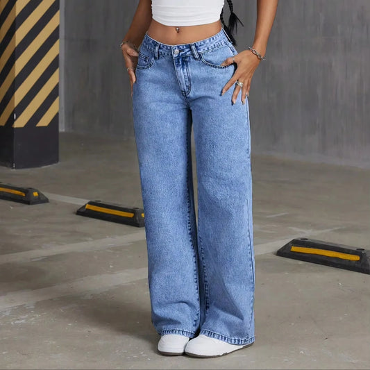 Wide Leg Bow Embroidered Jeans – High Waist Casual Denim Trousers/Blue Denim Pants High Quality/Wide Leg Casual Daily Street Wear/Mid Waist Straight Style Button/Decoration XL/Pockets.