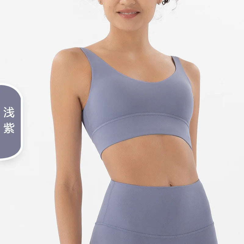 Customized Modest Ribbed Set/Quick Dry Sports Bra Set/Women Solid Pattern Yoga Fitness Vest/Shockproof Thread Short Sleeve