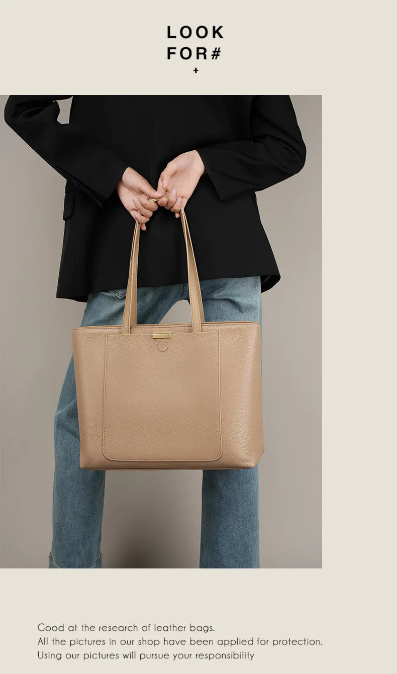 Luxury Genuine Leather Tote Bag for Women – Elegant Anti-Theft Work & Everyday Shoulder Handbag