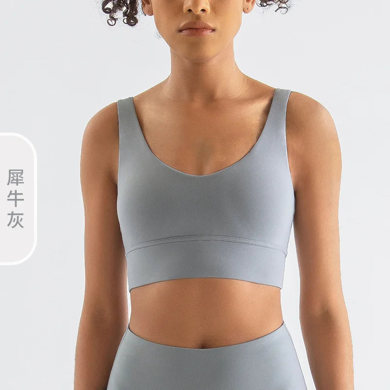 Customized Modest Ribbed Set/Quick Dry Sports Bra Set/Women Solid Pattern Yoga Fitness Vest/Shockproof Thread Short Sleeve