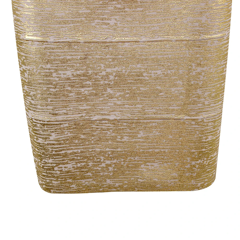 Gold Metallic High-Waist Bodycon Midi Skirt for Women – Stretch Fitted Pencil Skirt