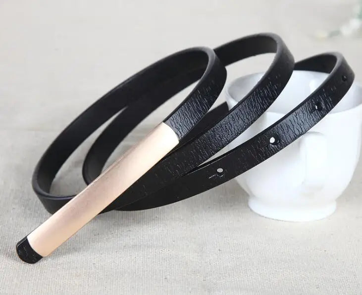 Abrasive Golden Buckle Belt’s/Metal Narrow Genuine Leather/Waist Ceinture Femme Luxury Brand Designer/Real Cow Skin Art Buckle Belt.