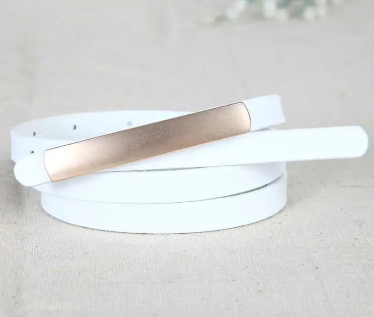 Abrasive Golden Buckle Belt’s/Metal Narrow Genuine Leather/Waist Ceinture Femme Luxury Brand Designer.