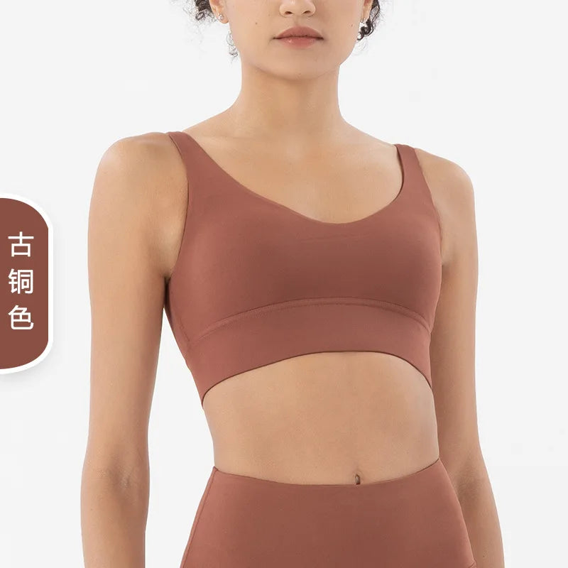 Customized Modest Ribbed Set/Quick Dry Sports Bra Set/Women Solid Pattern Yoga Fitness Vest/Shockproof Thread Short Sleeve