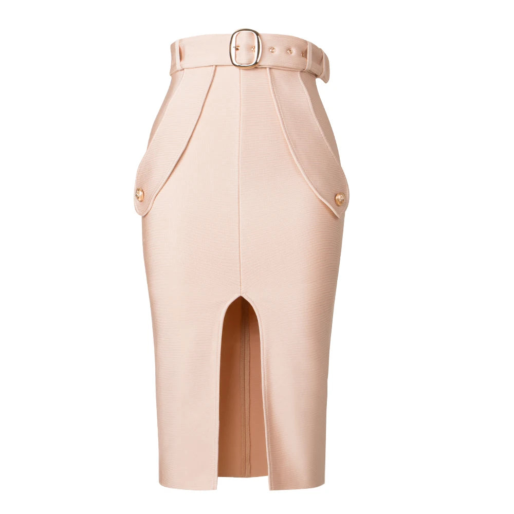 Lace up knotted Skirt/Solid Bodycon/High Waist Bandage Skirt Knee Length Midi Pencil Office Party Club Elegant Skirts Clothing