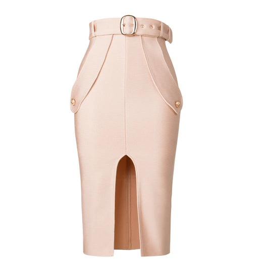 Lace up knotted Skirt/Solid Bodycon/High Waist Bandage Skirt Knee Length Midi Pencil Office Party Club Elegant Skirts Clothing