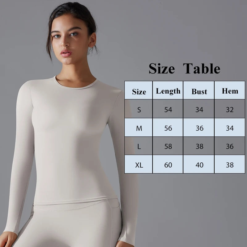 Women’s Long-Sleeve Fitted Top – Soft Stretch Seamless Everyday Shirt