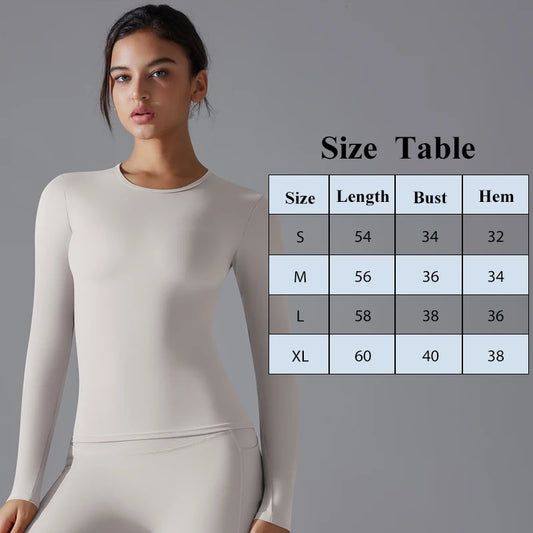 Women’s Long-Sleeve Fitted Top – Soft Stretch Seamless Everyday Shirt