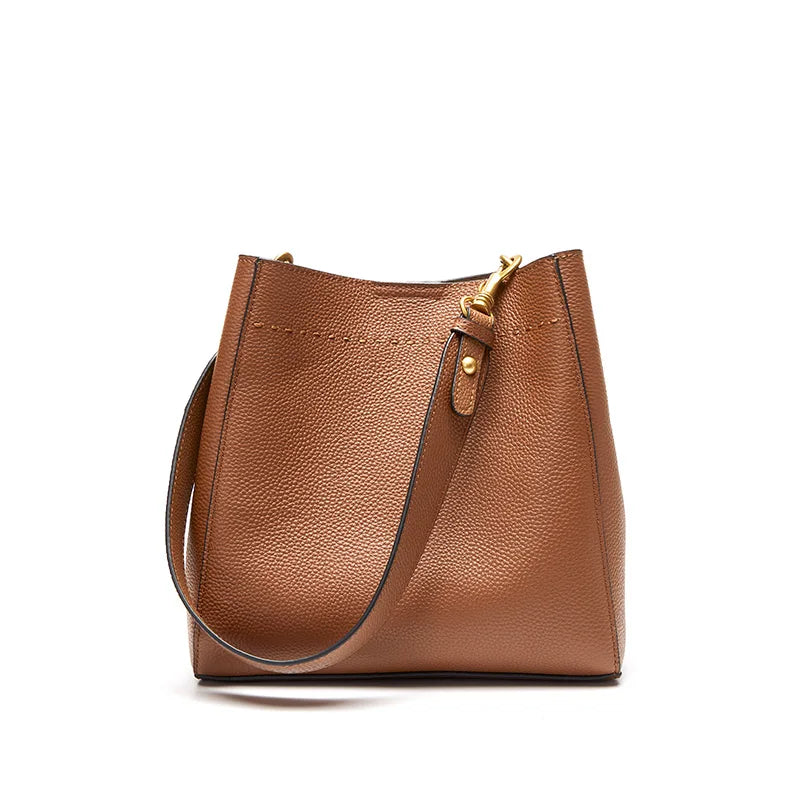 Luxury Genuine Leather Shoulder Tote Bag – Minimalist Everyday Designer Handbag