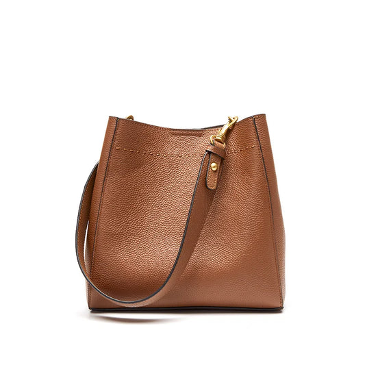 Luxury Genuine Leather Shoulder Tote Bag – Minimalist Everyday Designer Handbag