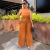 Luxury Olive Green High-Waist Belted Wide-Leg Trousers – Elegant PU Leather Paperbag Pants for Women with Statement Belt