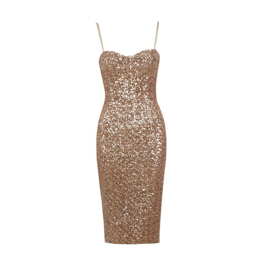 Modern Sequin Metallic Corset Dress/  Women’s Sexy Sequin Tube Top Dress – Sleeveless Slim-Fit Sheath Party Dress