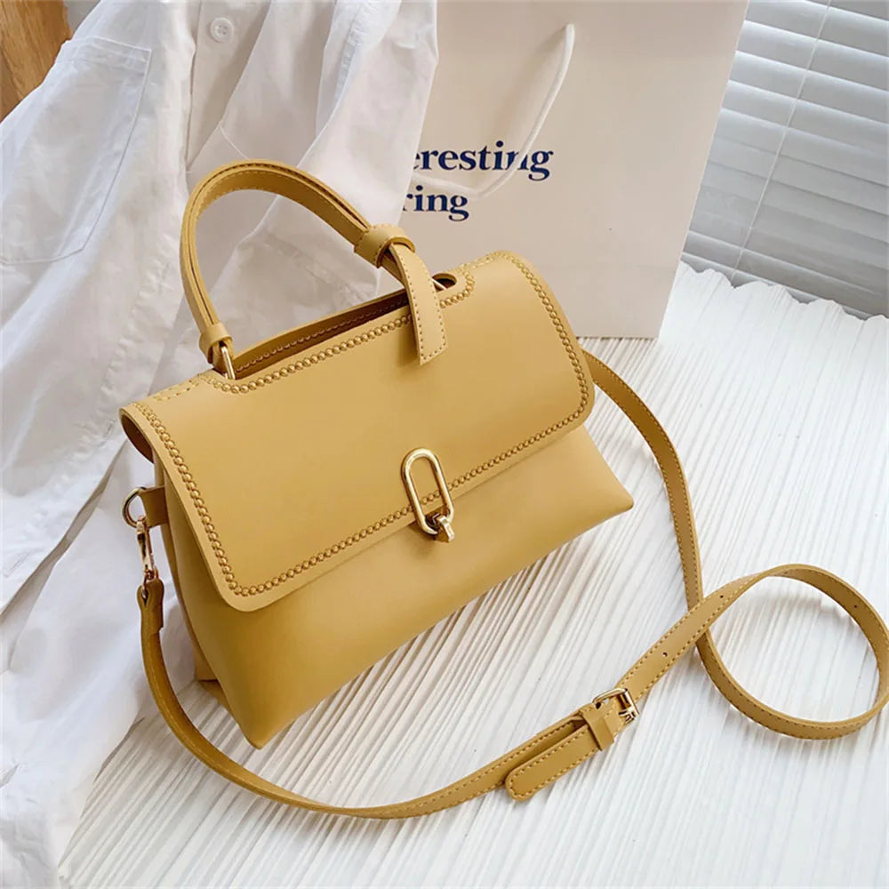 Fashion Small Square Shoulder Handbag/Solid Handmade Style/Customized Material Set With Button Click.