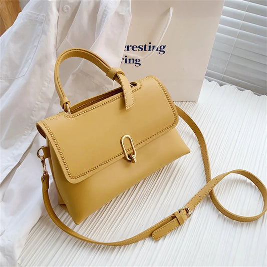 Fashion Small Square Shoulder Handbag/Solid Handmade Style/Customized Material Set With Button Click.