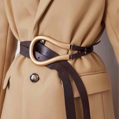 Genuine Leather Double Belts/Luxury Metal U Buckle Belt’s/Vintage Retro.